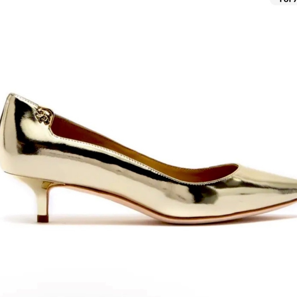 Tory Burch Gold Metallic Elizabeth Kitten Heels